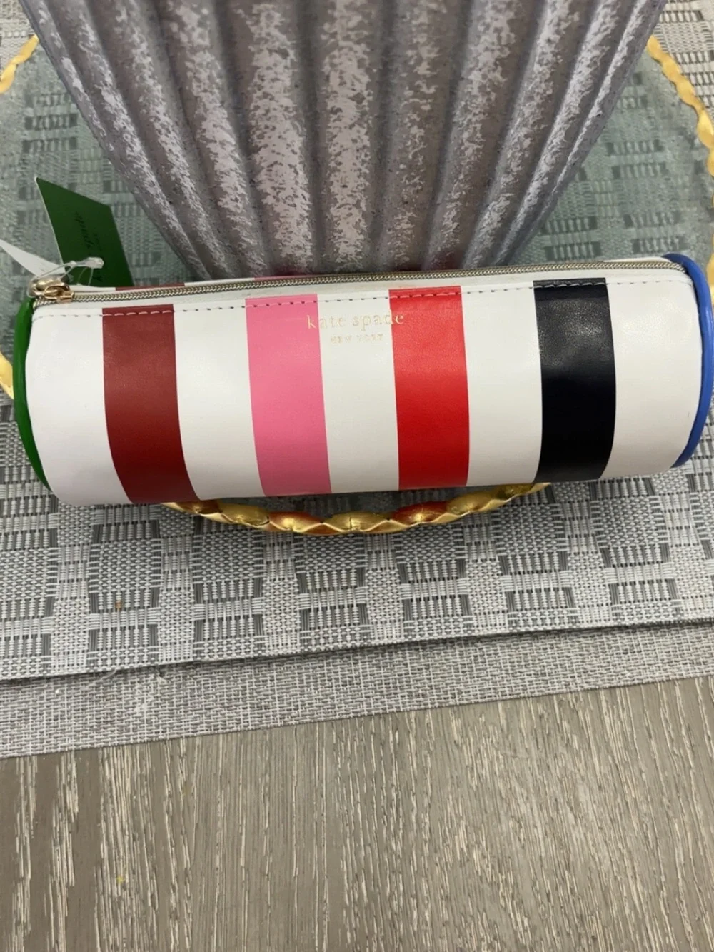 kate spade Multi-Color Striped Cylinder Cosmetic Pouch